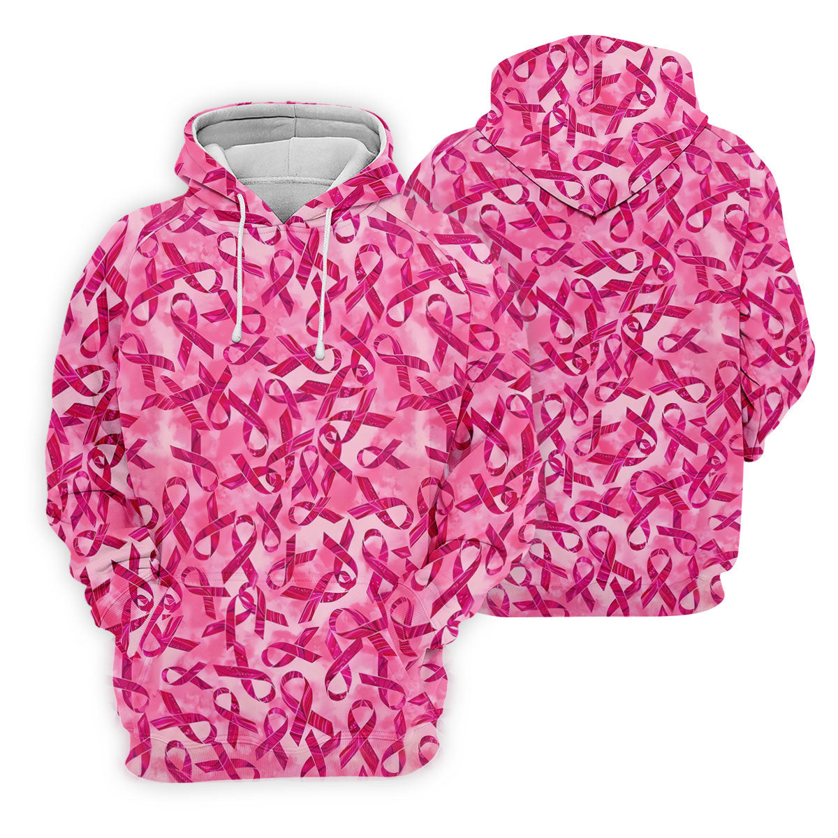 Pink Ribbon Breast Cancer Pattern Polo Shirt, Hawaiian Golf Shirt, Golf Shirts For Men