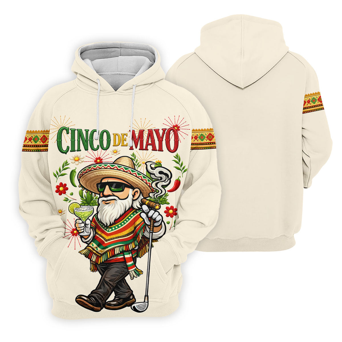 Margarita Man Cinco De Mayo Celebration Beige Golf Shirt, Fiesta Theme Golf Shirts For Men