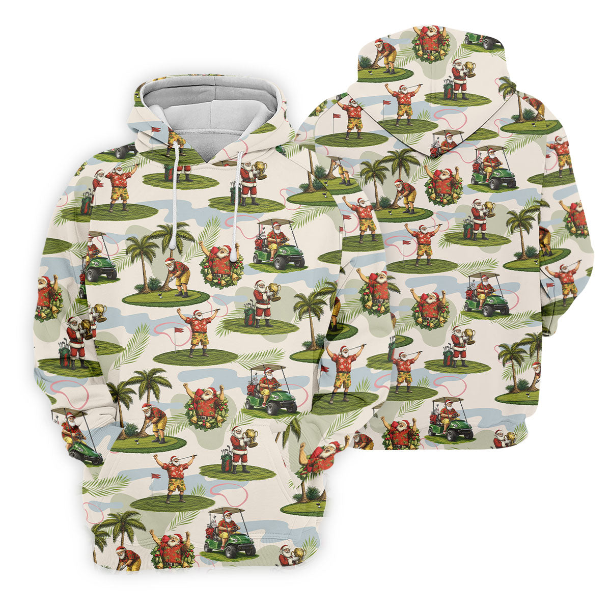 Santa Claus Golf Christmas Pattern Polo Shirt, Mens Golf Polo, Christmas Golf Shirt