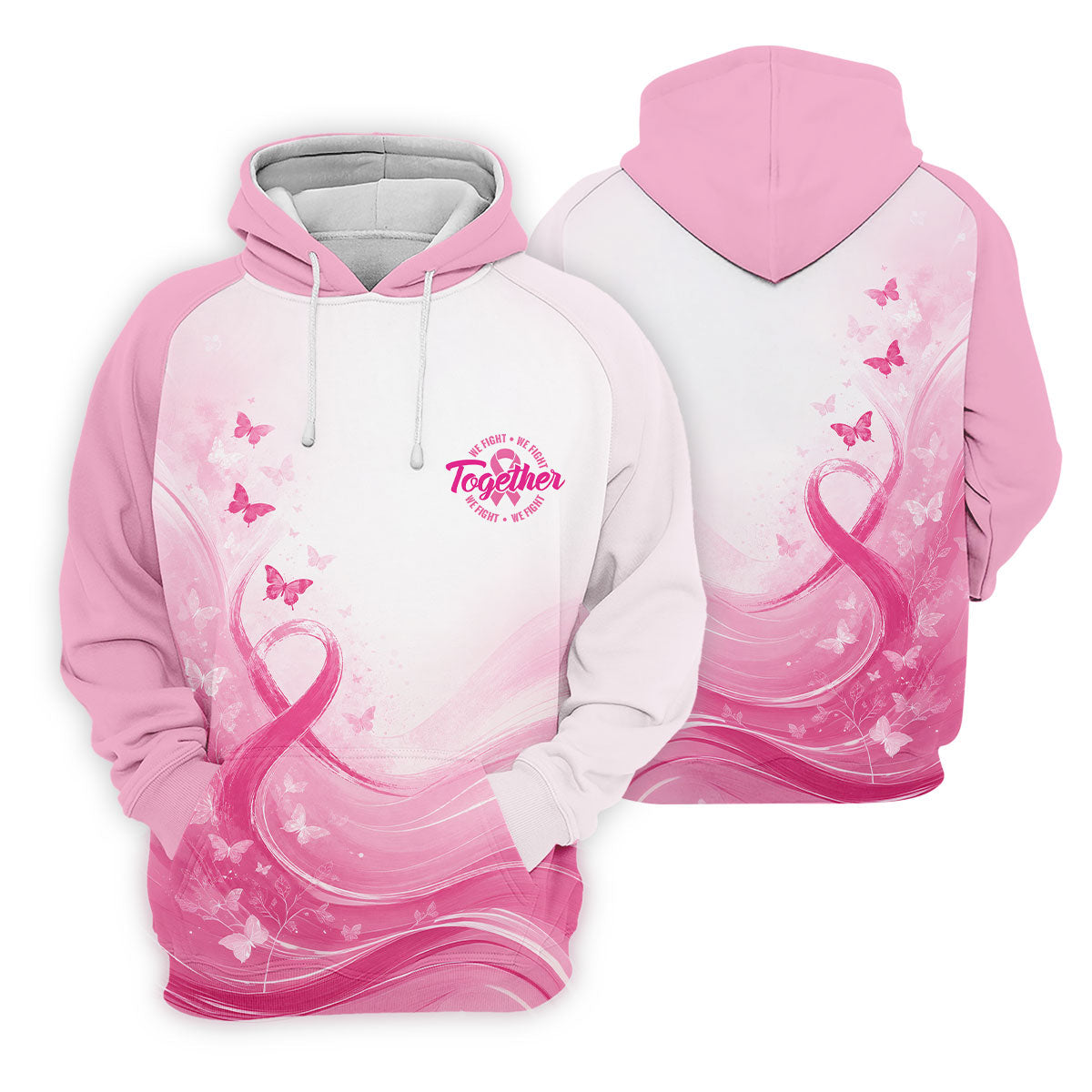 Custom Together We Fight Butterfly Breast Cancer Polo Shirt, Golf Tops For Women, Printed Golf Shirt