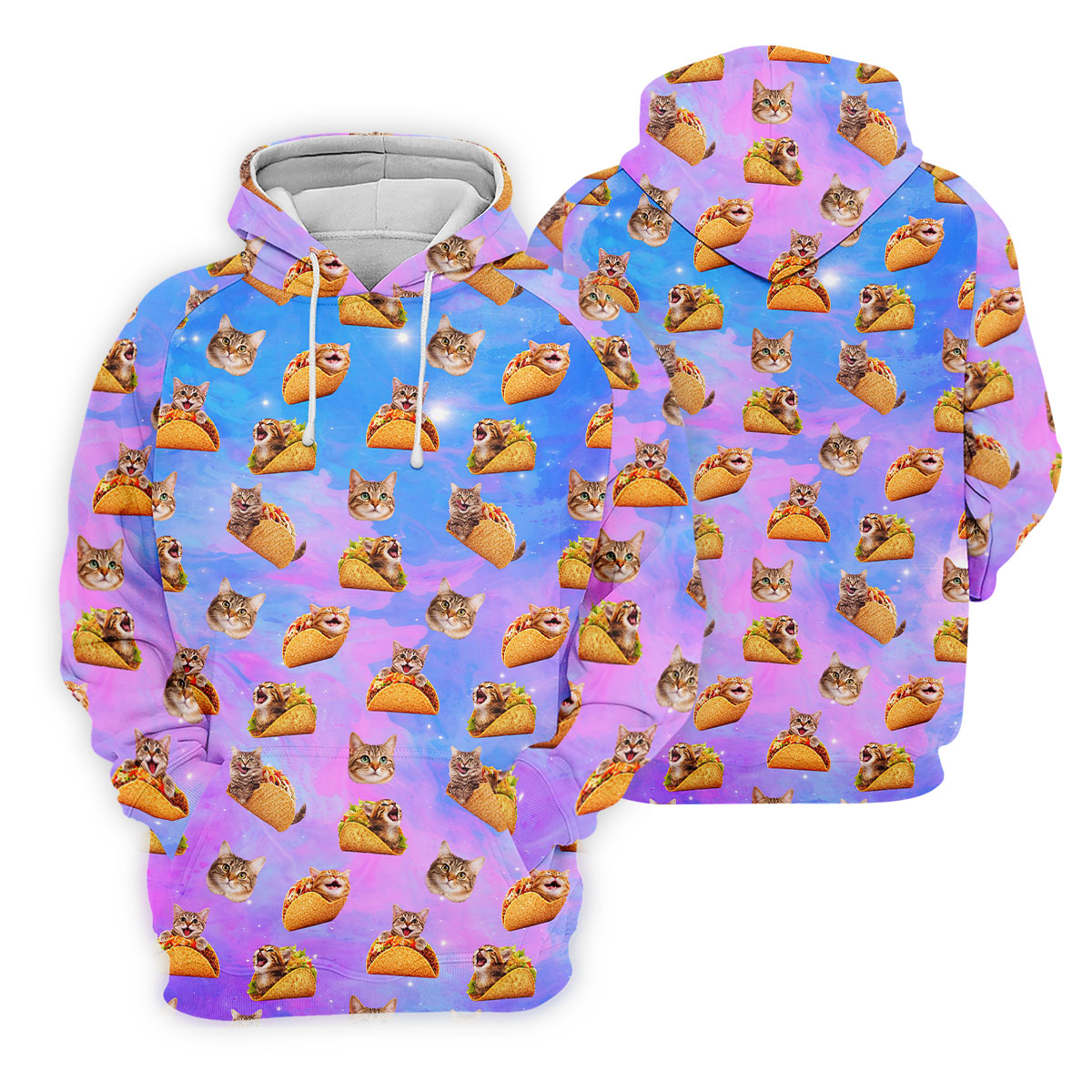 Funny Taco Cat Galaxy Pattern Golf Shirt, Mens Golf Apparel, Polo Shirts For Men