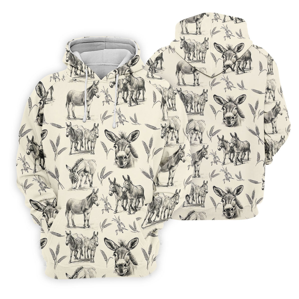 Vintage Donkey Sketch Pattern Hawaiian Golf Polo Shirt, Hawaiian Golf Shirt, Golf Shirts For Men