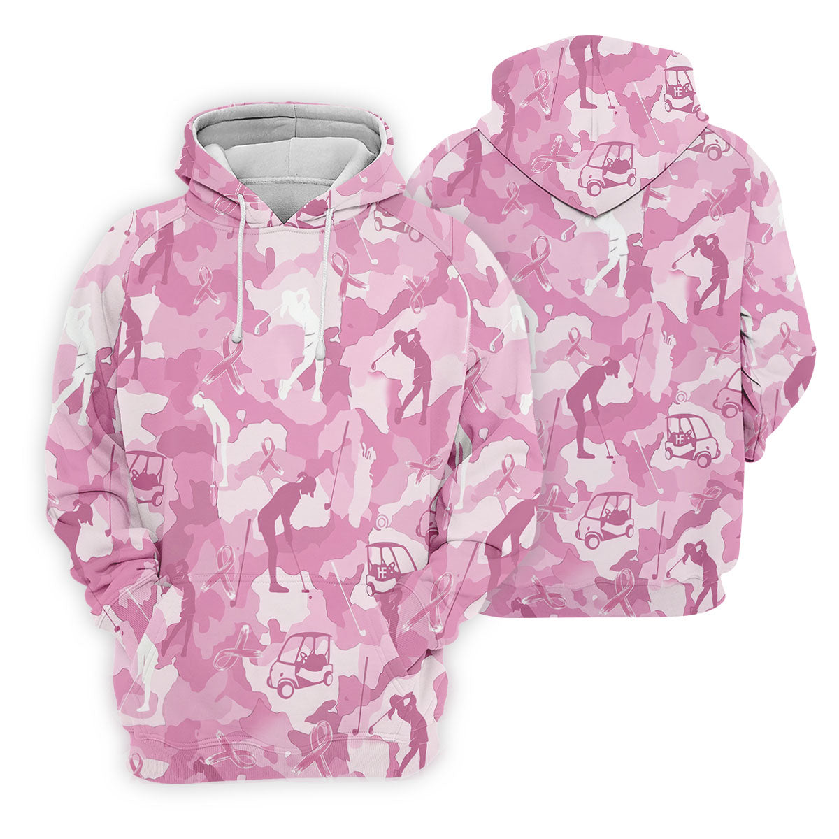 Pink Camo Golfer Breast Cancer Ribbon Polo Shirt, Golf Shirts For Men, Mens Golf Apparel