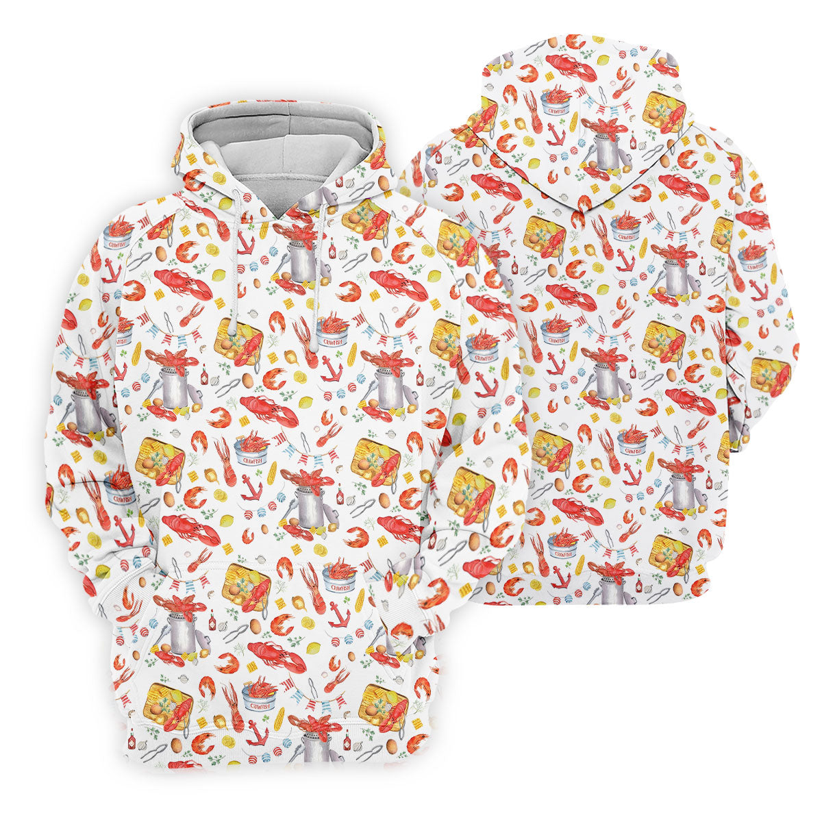 Crawfish Boil Seafood Pattern Polo Shirt, Hawaiian Golf Shirt, Golf Polo Shirts For Men