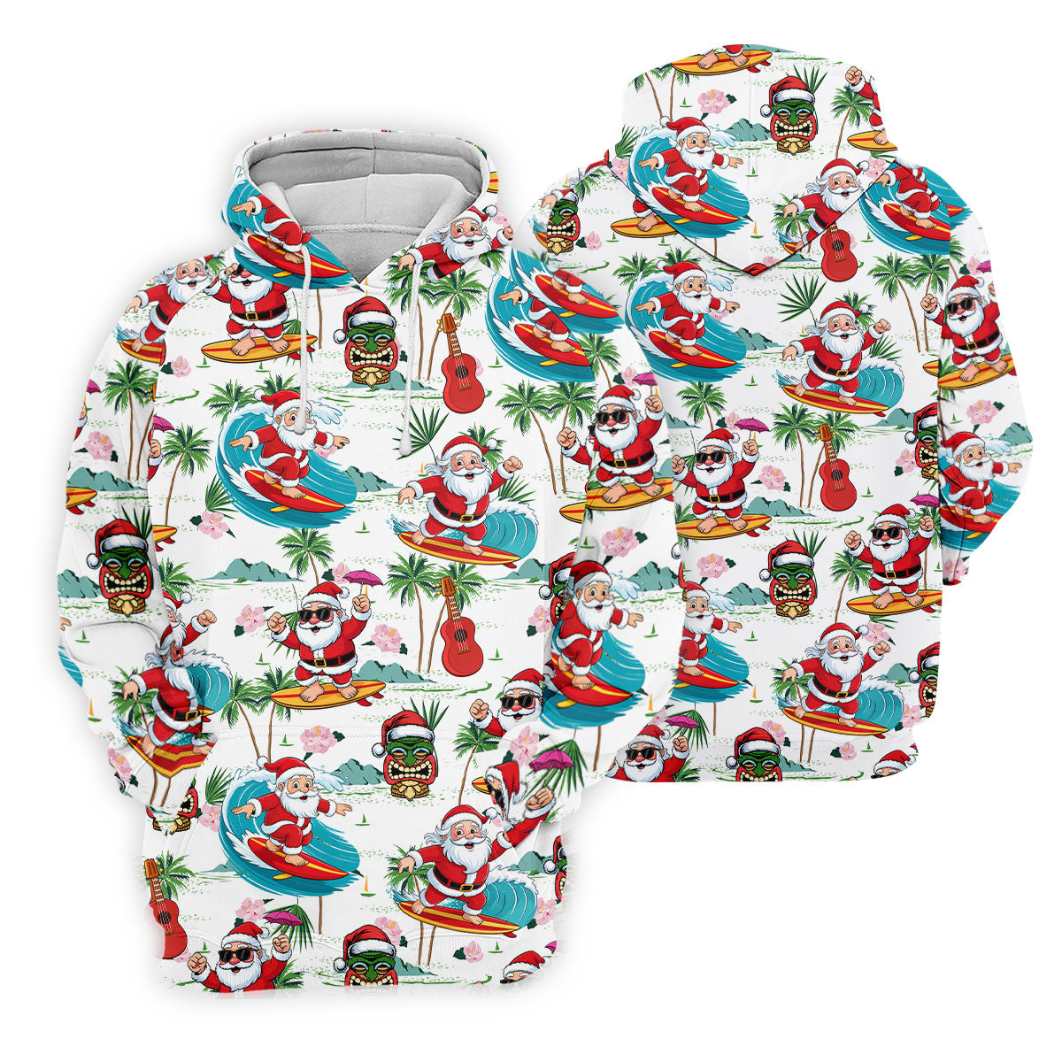 Tropical Christmas Surfing Santa Golf Polo Shirt, Women’s Golf Polo, Golf Tops For Women