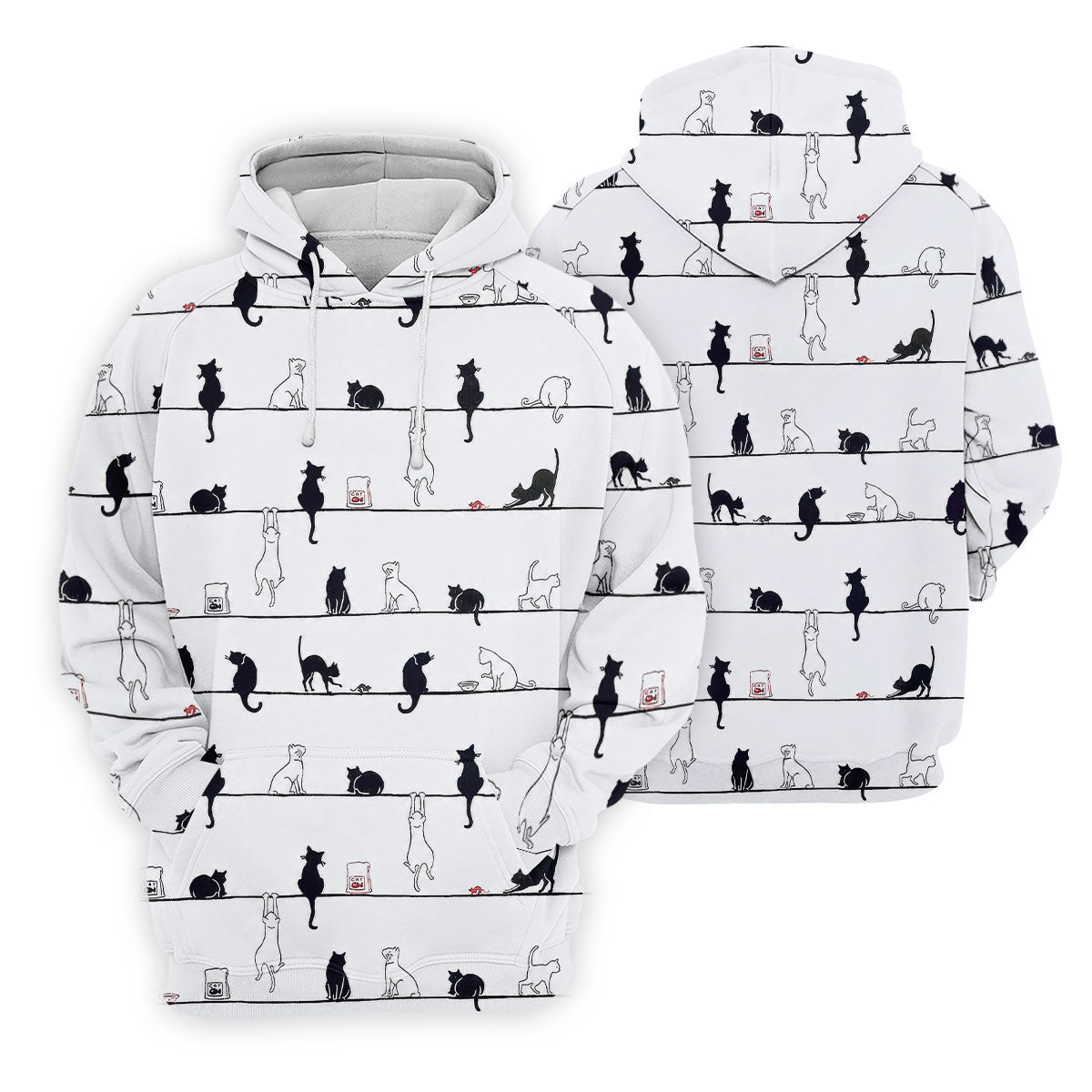 Cute Black and White Cats Pattern Golf Shirt, Men's Golf Shirt, Golf Polo Shirts For Men