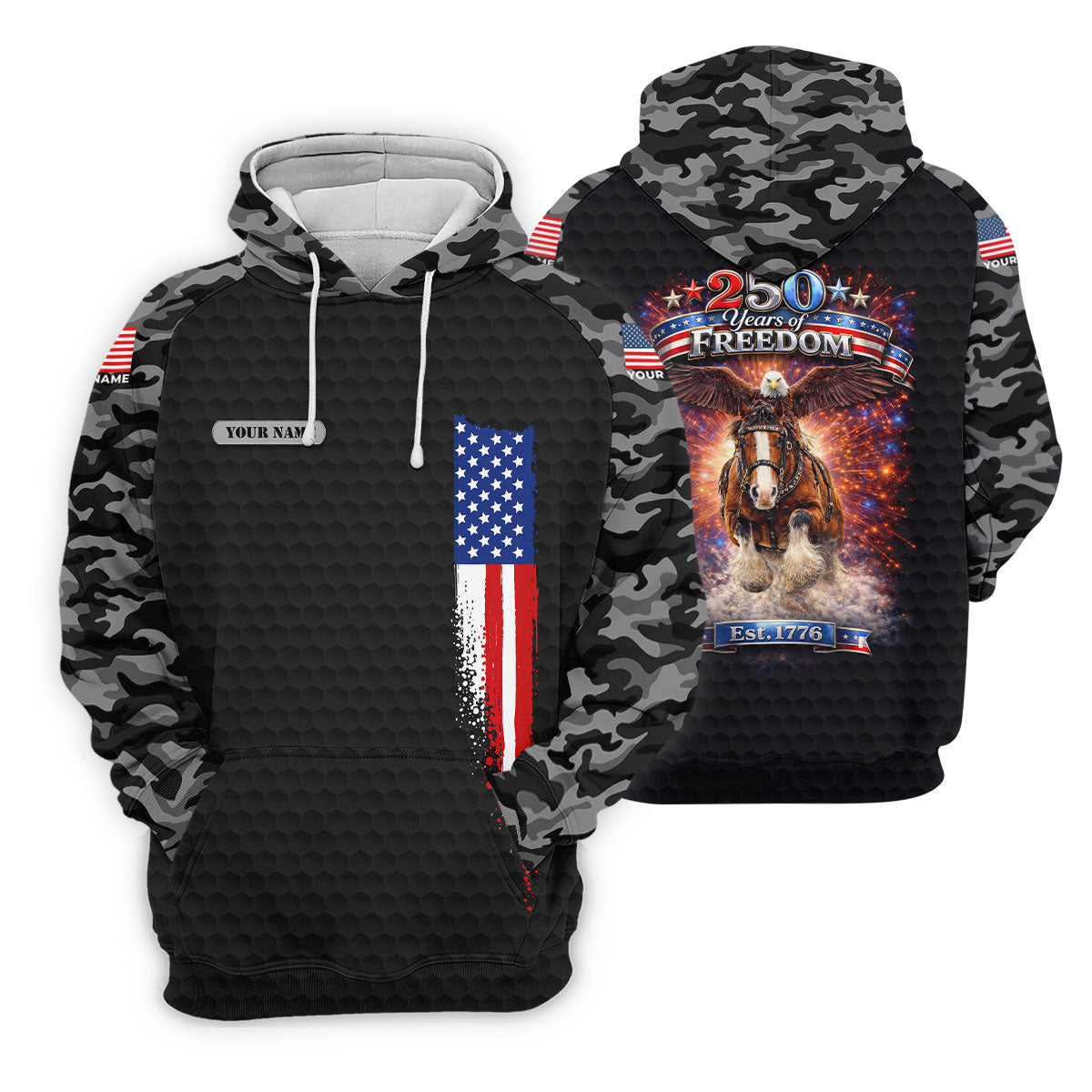 250 Years Of Freedom Black Camo Patriotic Golf Shirt, 4th Of July Golf Shirt For Women