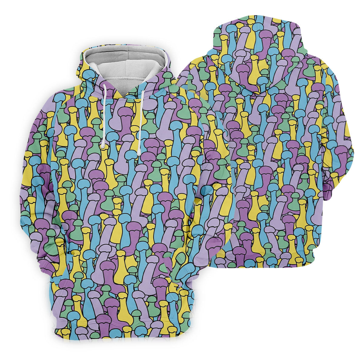 Funny Colorful Adult Humor Pattern Polo Shirt, Mens Golf Shirts, Golf Apparel For Men