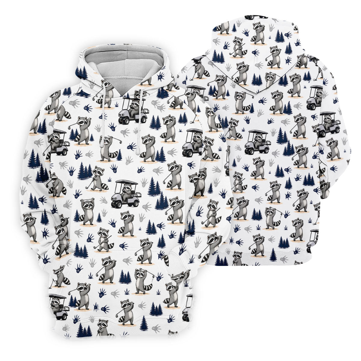 Funny Raccoon Golf Cart Pattern Polo Shirt, Ladies Golf Shirt, Women's Golf Apparel