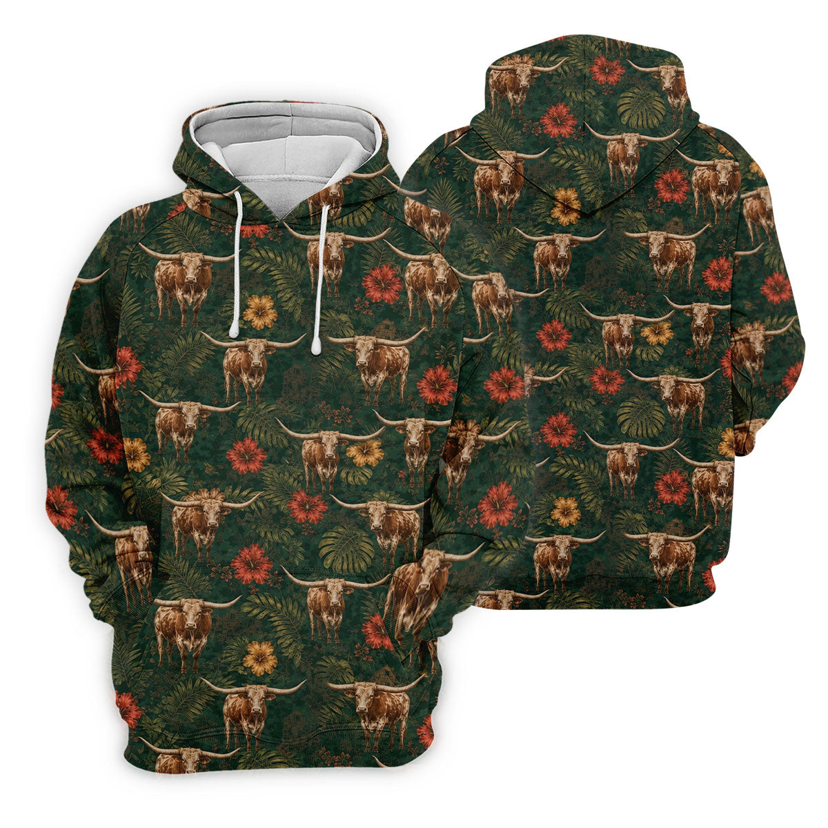 Texas Longhorn Tropical Pattern Golf Polo Shirt, Men's Golf Shirt, Hawaiian Golf Shirt