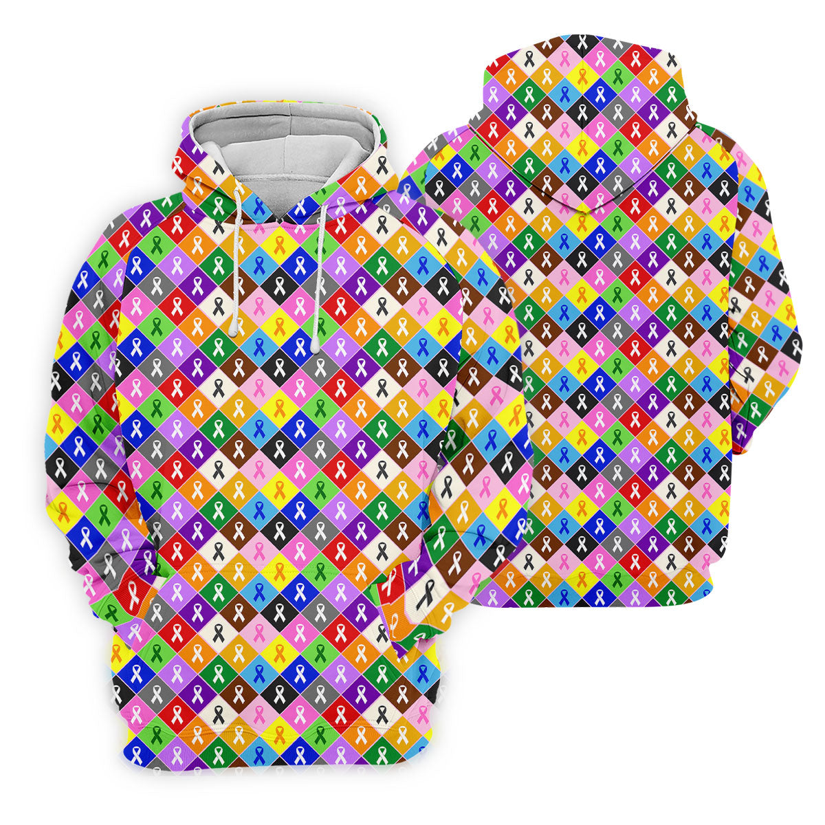 Colorful Awareness Ribbon Breast Cancer Golf Polo, Mens Golf Shirts, Printed Golf Shirts