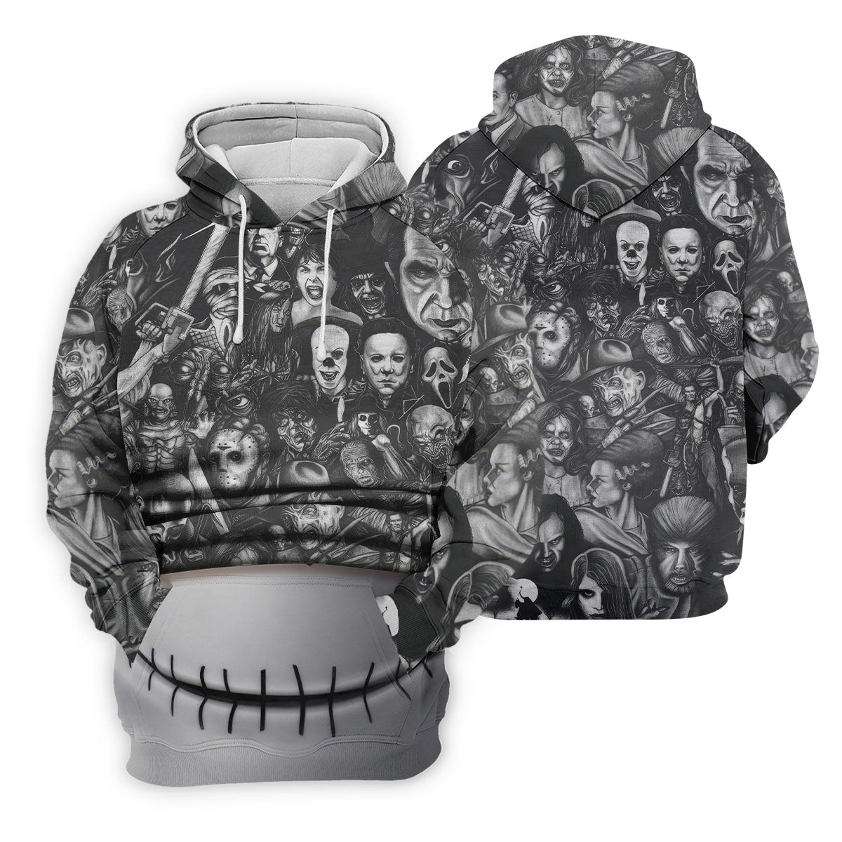 Stitched Skull Horror Character Halloween Polo Shirt, Women's Golf Tops, Ladies Golf Top