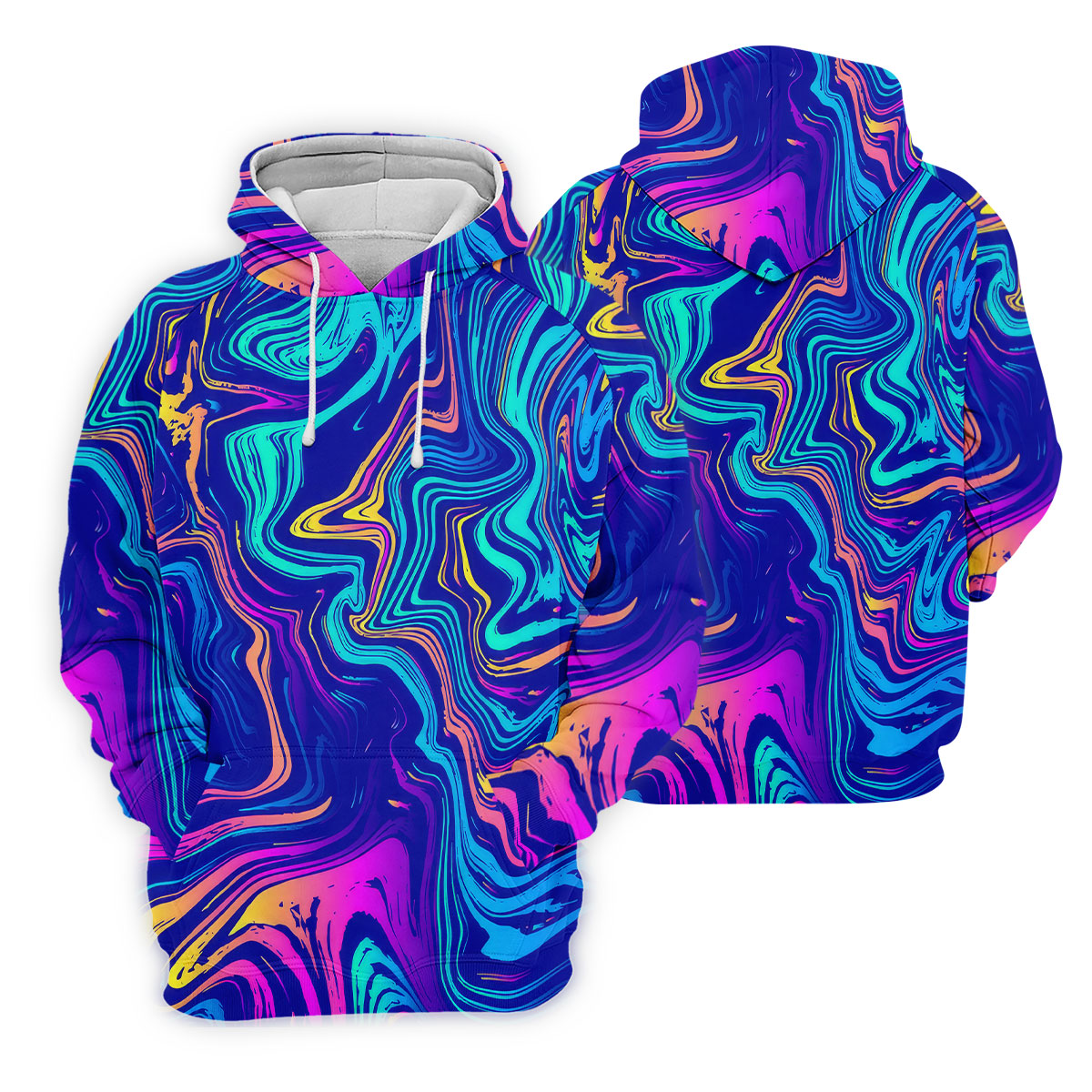 Vibrant Abstract Liquid Pattern Golf Shirt, Mens Polo Shirt, Performance Golf Shirt, Hawaiian Golf Shirt