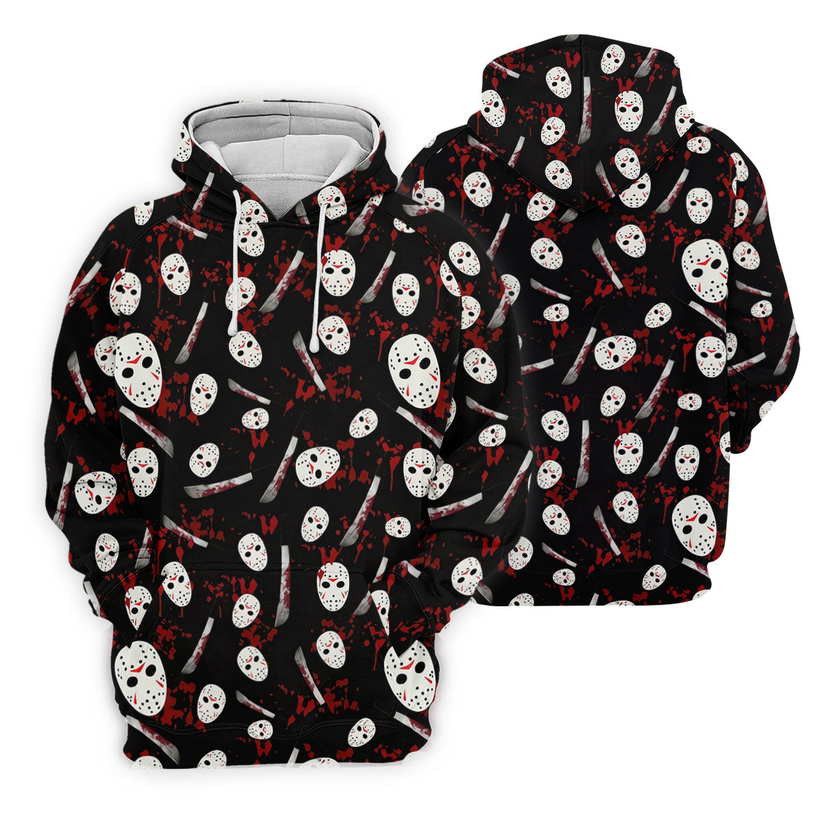 Hockey Mask Blood Pattern Halloween Golf Polo Shirt, Mens Golf Shirts, Printed Golf Shirts