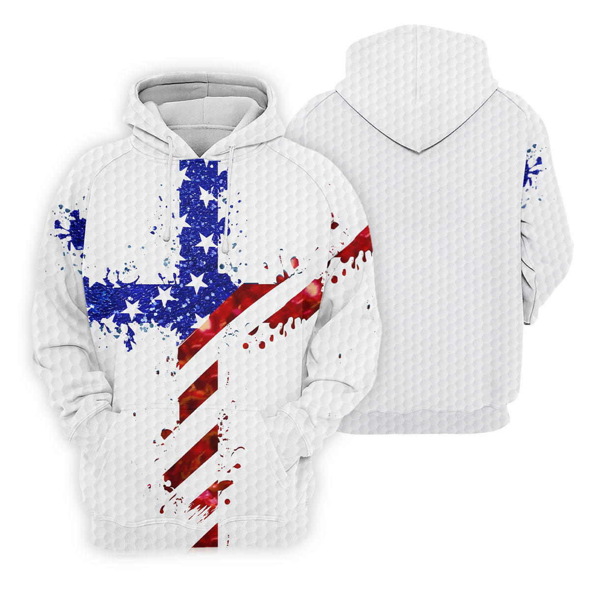 Red White Blue Paint Splash Faith Cross Patriotic Golf Shirt, 250 Years 4th Of July Golf Shirt For Women
