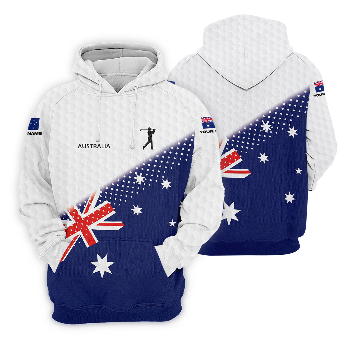 Golf Ball Pattern Australia Flag Print Men's Golf Top, Polo Shirts For Men, Golf Shirts For Men
