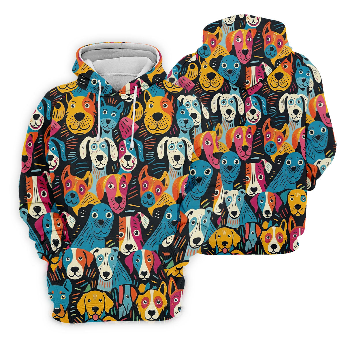 Happy Dog Faces Hawaiian Golf Shirt, Funny Golf Shirt, Abstract Animal Golf Shirt For Women