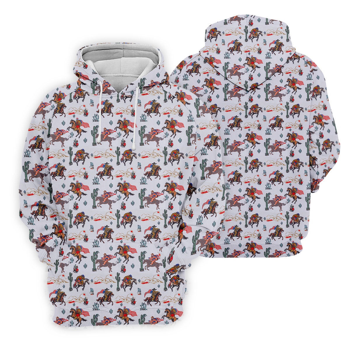 Patriotic Cowboy Horse Pattern Golf Polo Shirt, Men's Golf Polo, Hawaiian Golf Shirt