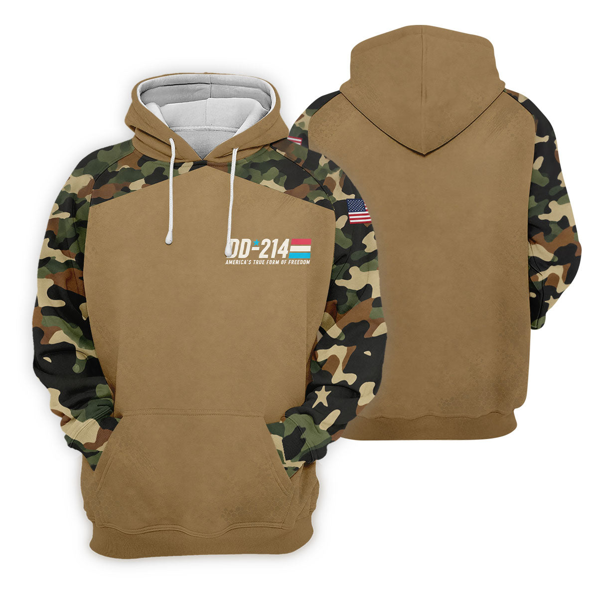 DD-214 Tan Military Camo Freedom Polo Shirt, Veterans Day Shirt, Golf Shirts For Men