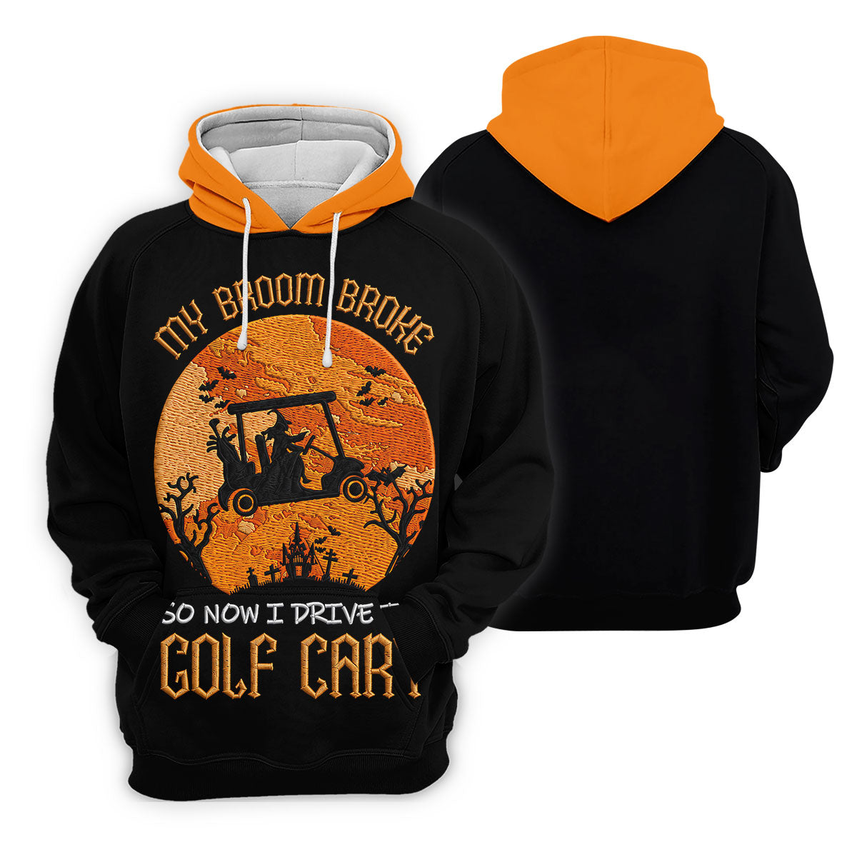 Broom Broke Now I Drive Golf Cart Halloween Polo Shirt, Mens Golf Polo, Mens Polo Shirts