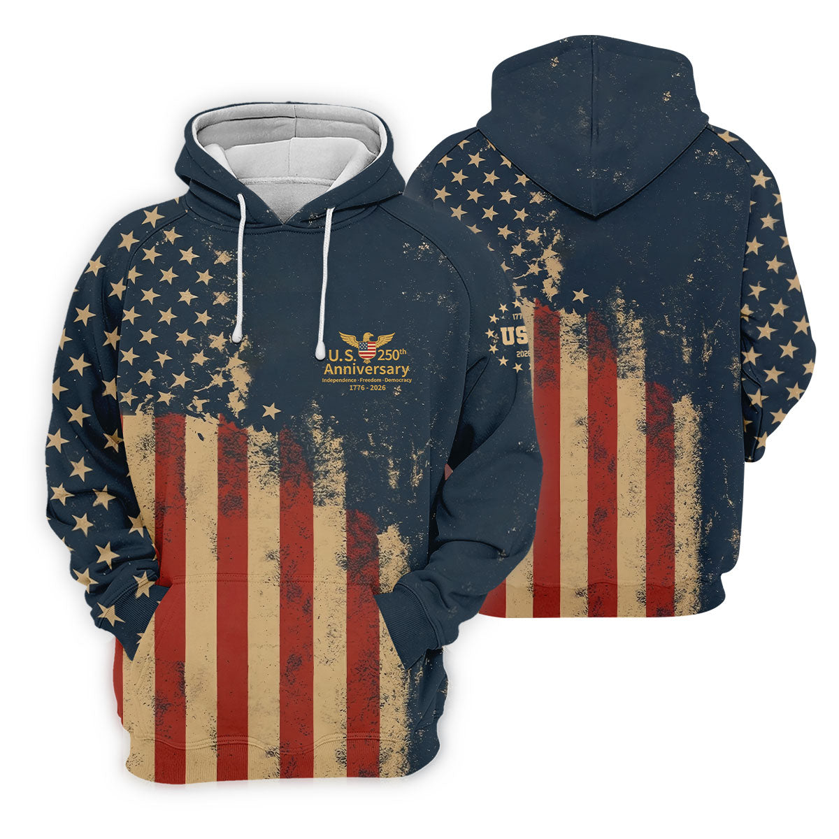 US 250th Anniversary Independence Freedom Democracy Men's Golf Polo Shirts, 4th Of July Patriotic Golf Shirt