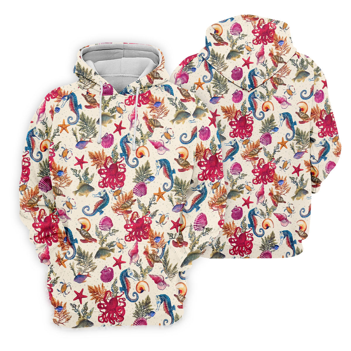 Marine Life Coral Reef Pattern Design Hawaiian Golf Shirt, Golf Shirts For Men, Polo Shirts For Men