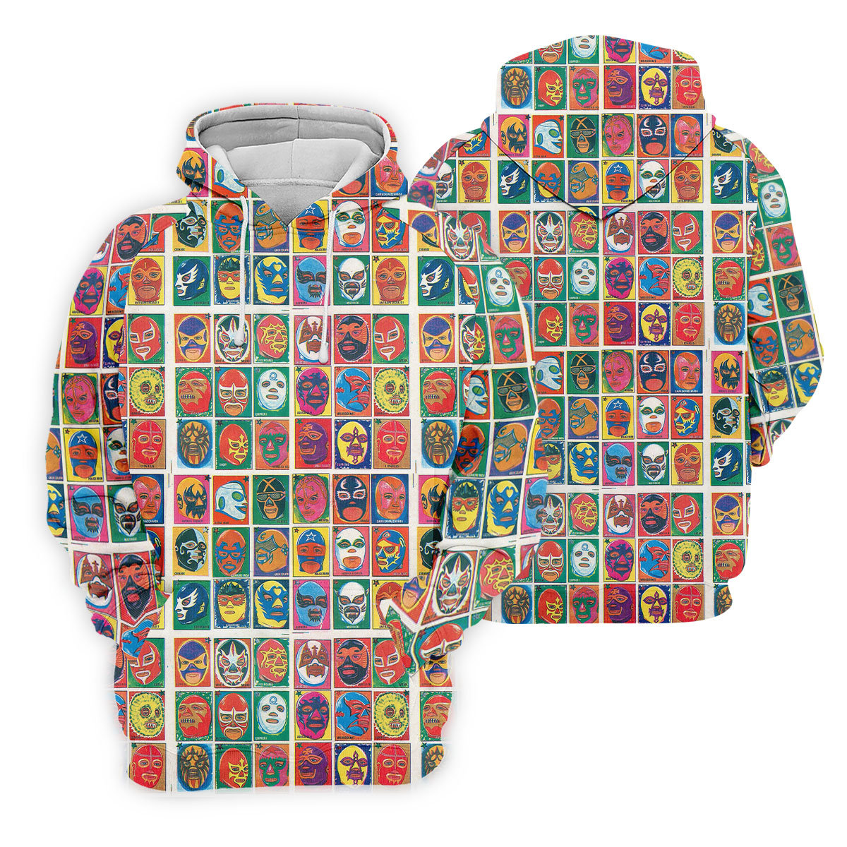 Lucha Libre Mask Grid Pattern Golf Tops For Men, Cinco De Mayo Celebration Golf Shirts For Men