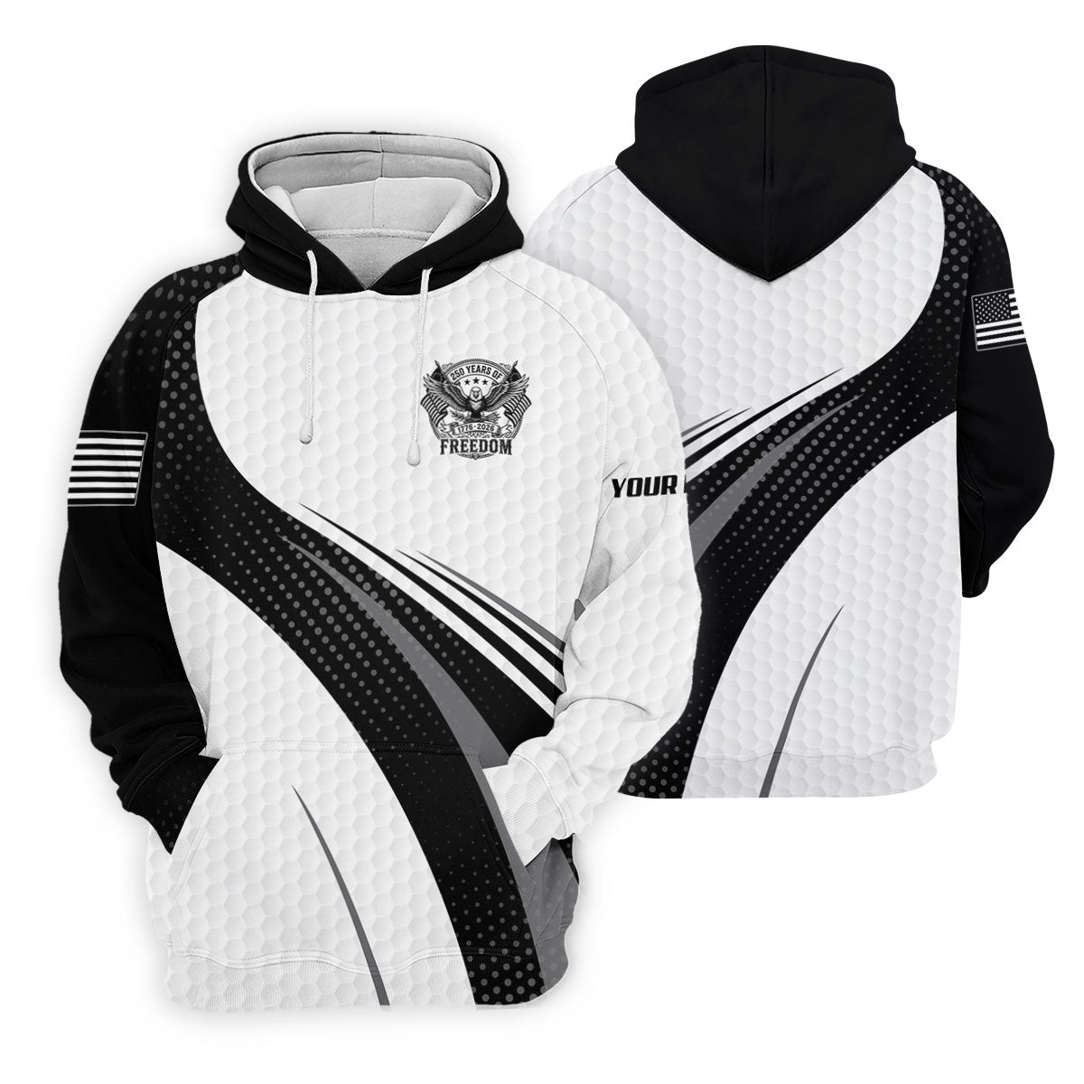 250 Years Of Freedom Black And White Patriotic Golf Shirt, 4th Of July Golf Shirt For Women