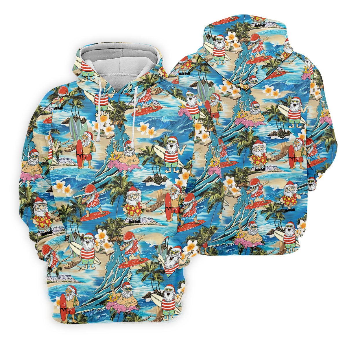 Women's Tropical Santa Surf Vacation Golf Shirt, Christmas Golf Shirt, Women’s Golf Apparel