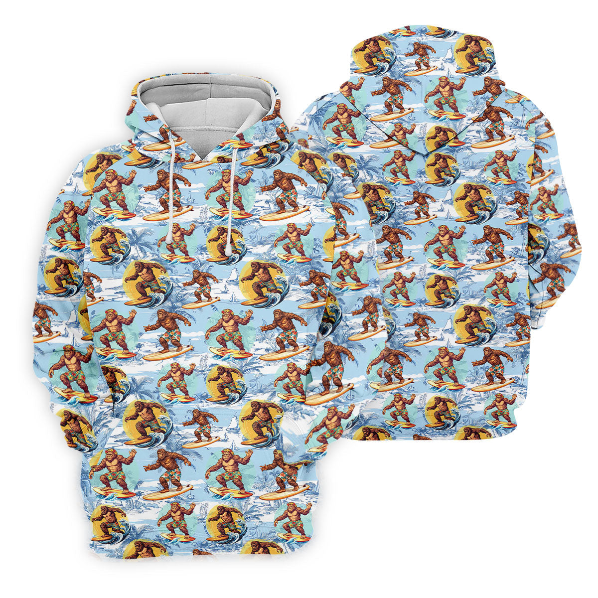 Surfing Bigfoot Hawaiian Golf Shirt, Womens Golf Tops, Golf Polo For Women