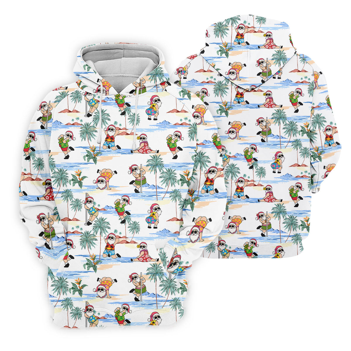 Beach Party Santa Christmas Golf Shirt, Men's Golf Shirt, Printed Golf Shirts, Hawaiian Golf Shirt