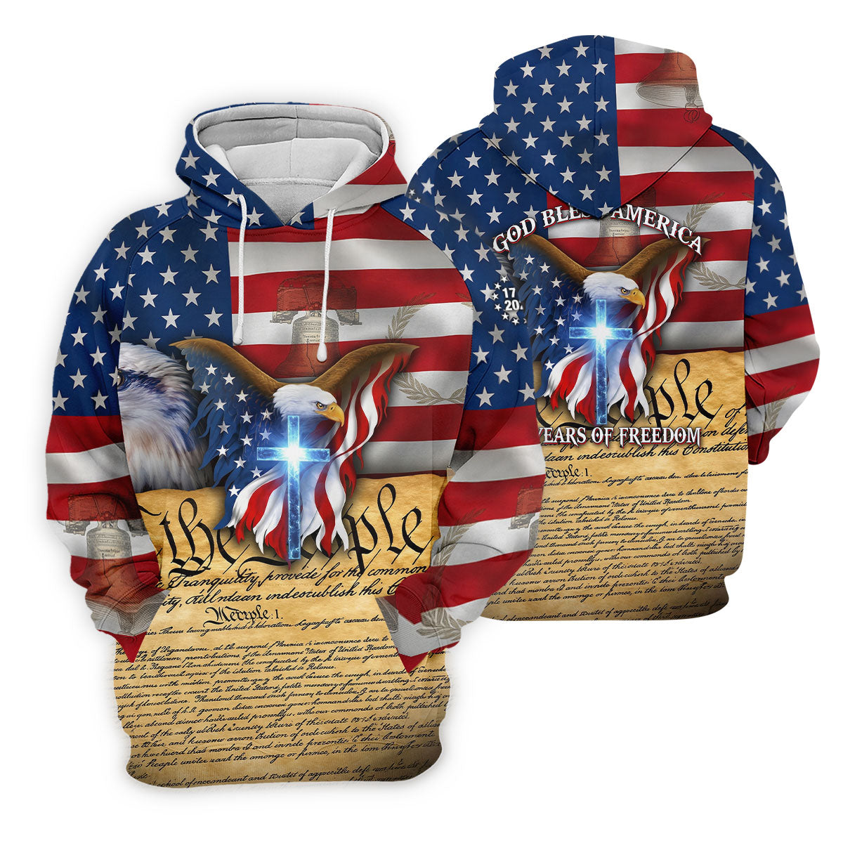 God Bless America 250 Years Of Freedom Faith Cross Patriotic Golf Shirt, 4th Of July Golf Shirts For Men