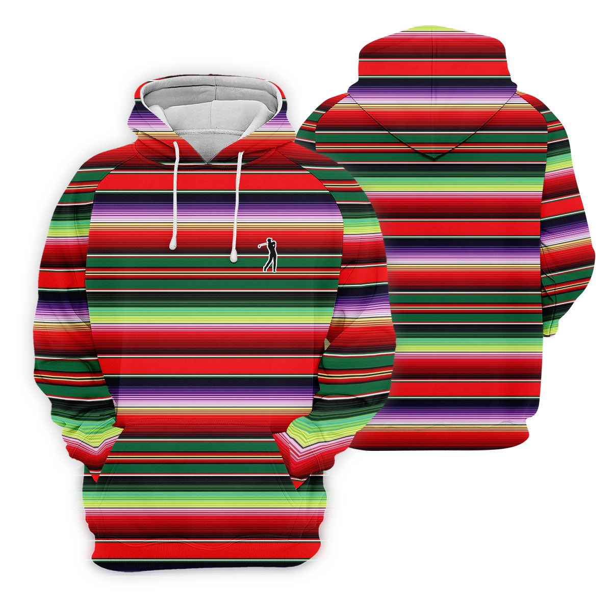 Colorful Stripes Sarape Pattern Cinco De Mayo Celebration Fiesta Themed Golf Shirts For Men