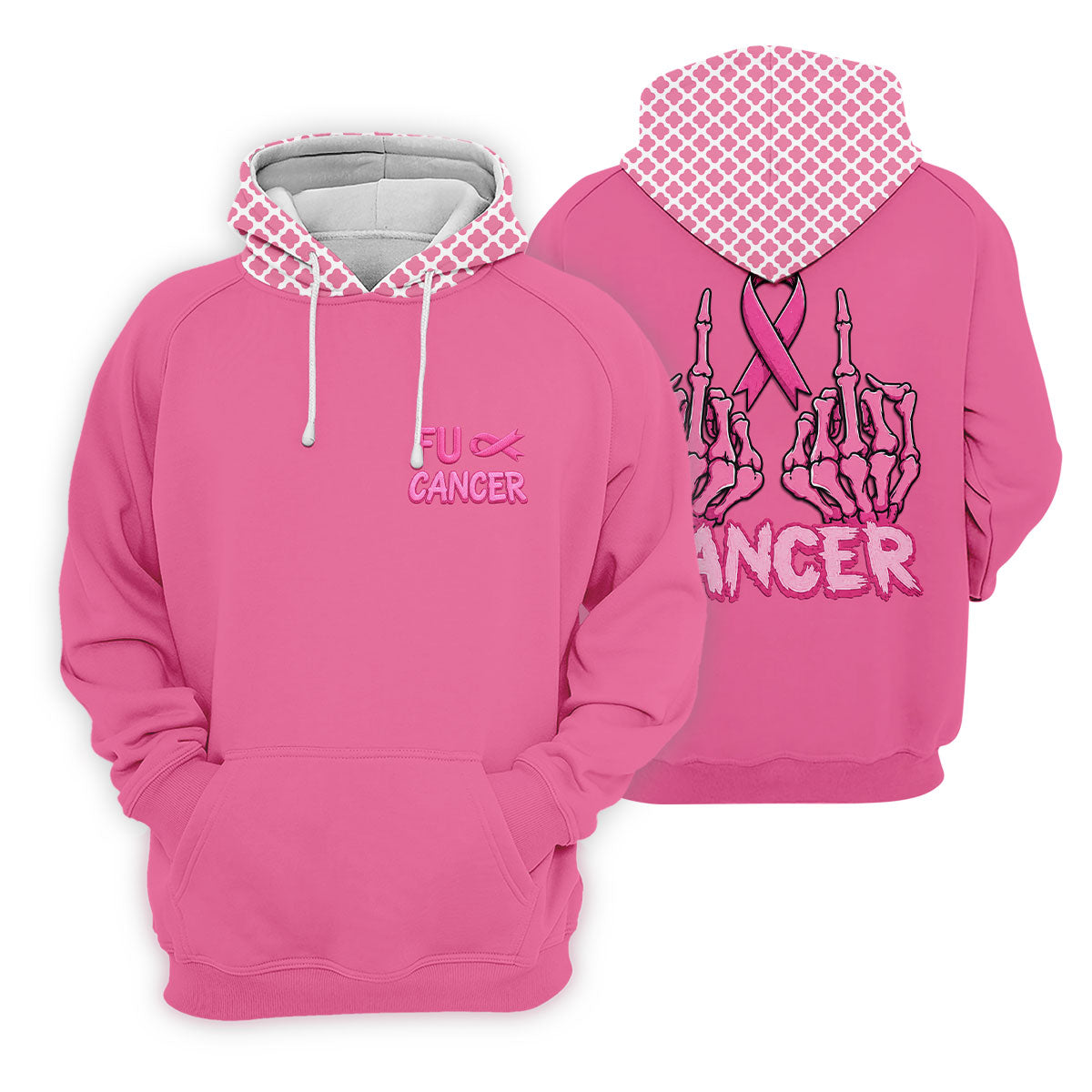 Pink F Cancer Skeleton Middle Finger Breast Cancer Polo Shirt, Ladies Golf Tops, Women’s Golf Polo