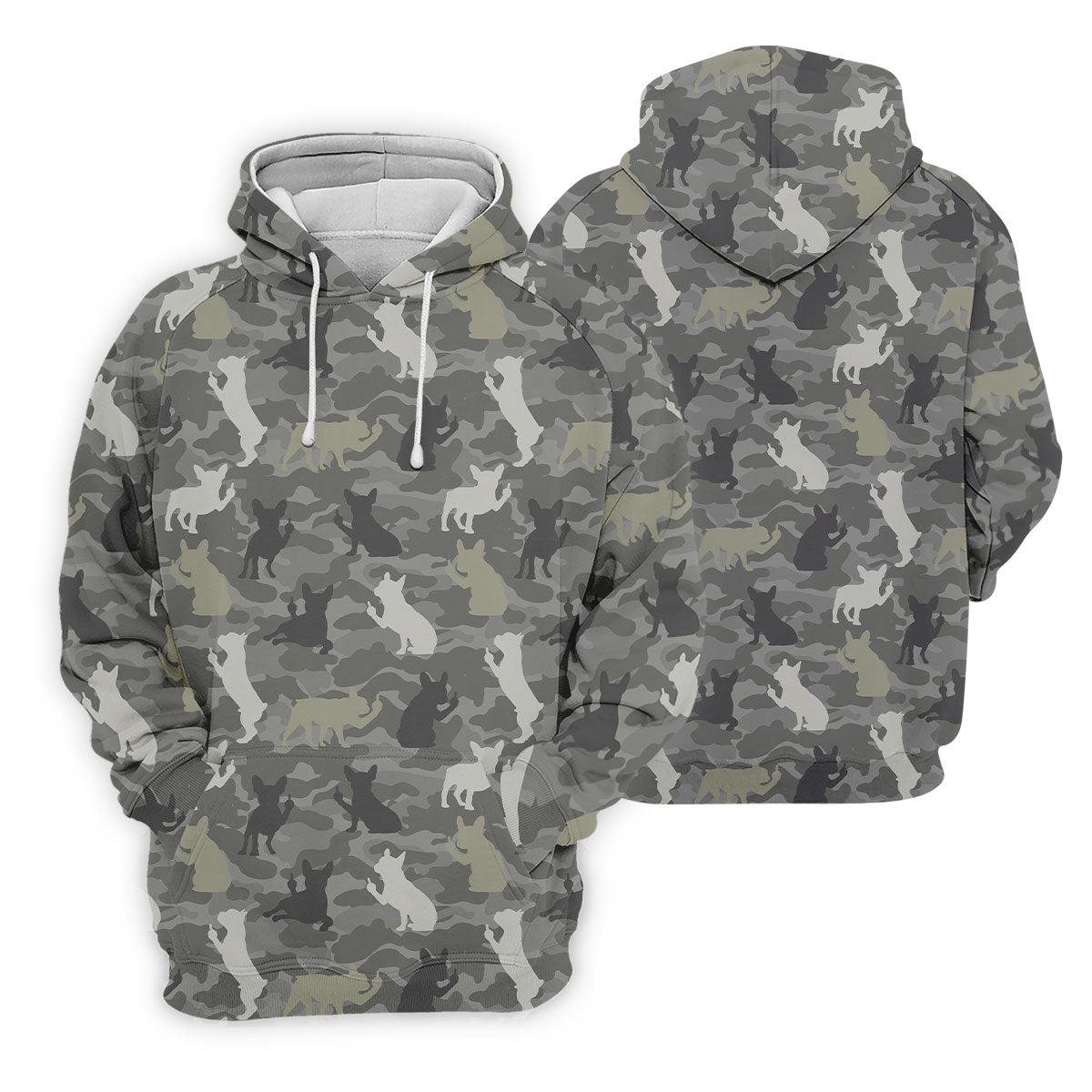 Grey Camo French Bulldog Pattern Golf Shirt, Mens Polo Shirt, Golf Shirts For Men, Performance Golf Shirt