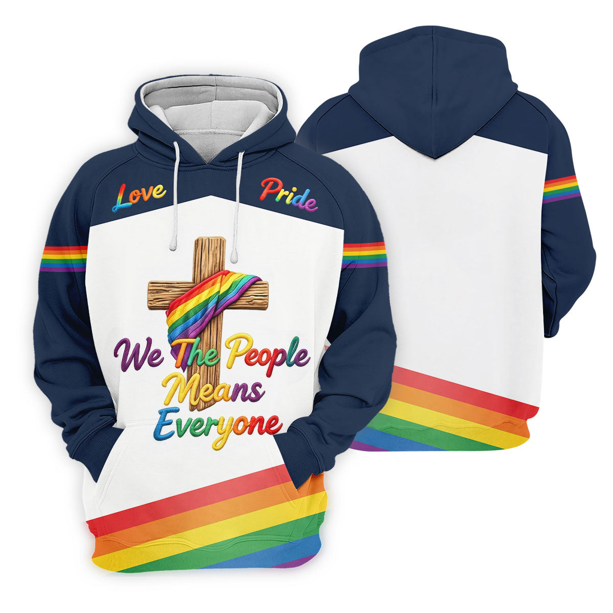 We The People Means Everyone Faith Cross LGBT Support Golf Tops For Men, Golf Shirts For Men
