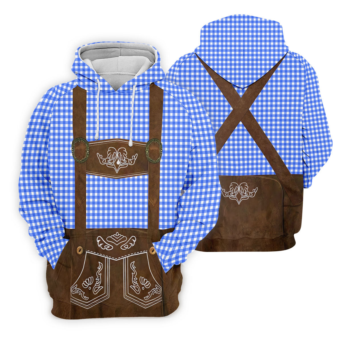 Women's Blue Oktoberfest Lederhosen Illusion Sleeveless Golf Polo, Women’s Golf Tops, Ladies Golf Shirts