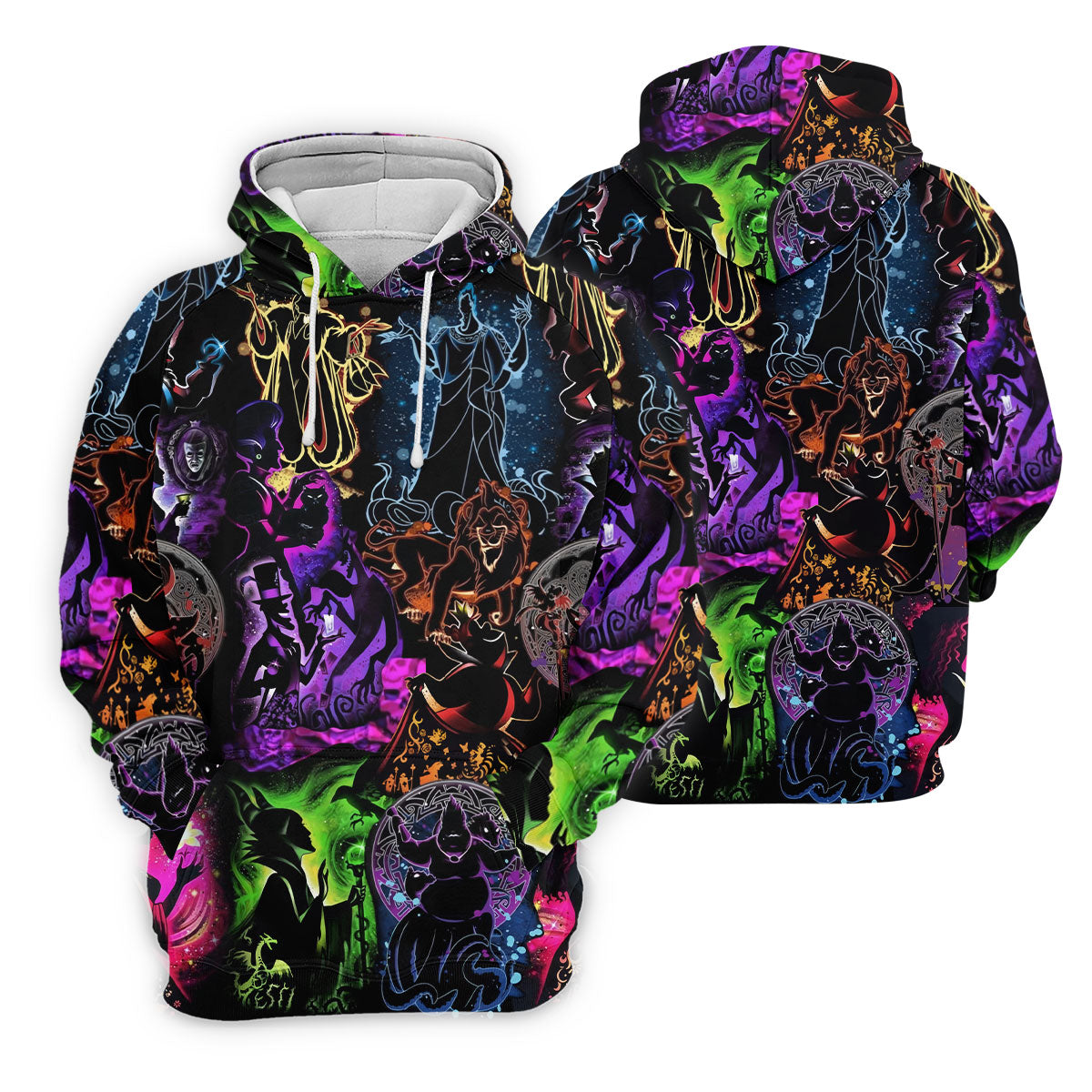 Neon Fantasy Villain Collage Halloween Polo Shirt, Men's Golf Shirt, Golf Apparel For Men
