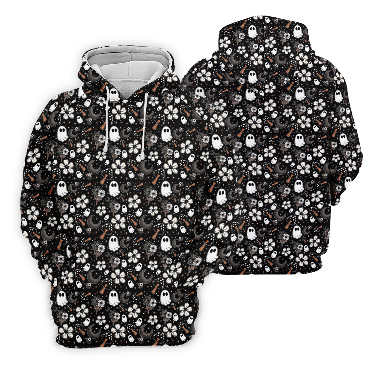 Ghost Horror Character Floral Halloween Golf Polo Shirt, Spooky Shirt, Women's Golf Shirt