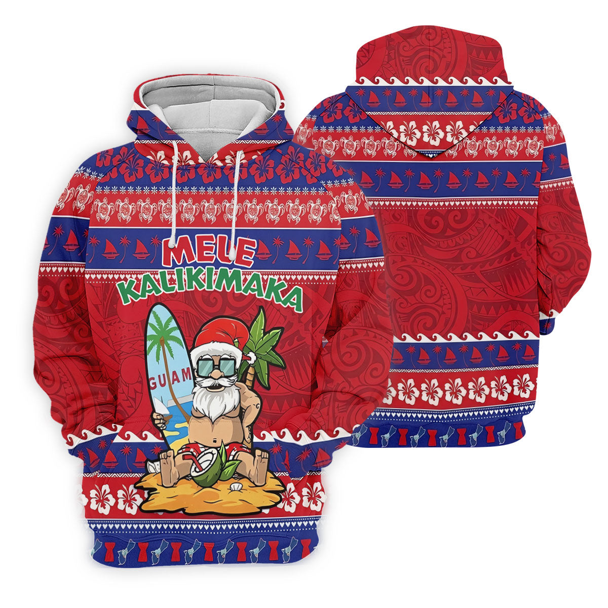 Guam Santa Mele Kalikimaka Christmas Golf Shirt, Women's Golf Tops, Hawaiian Golf Shirt, Golf Shirts For Women