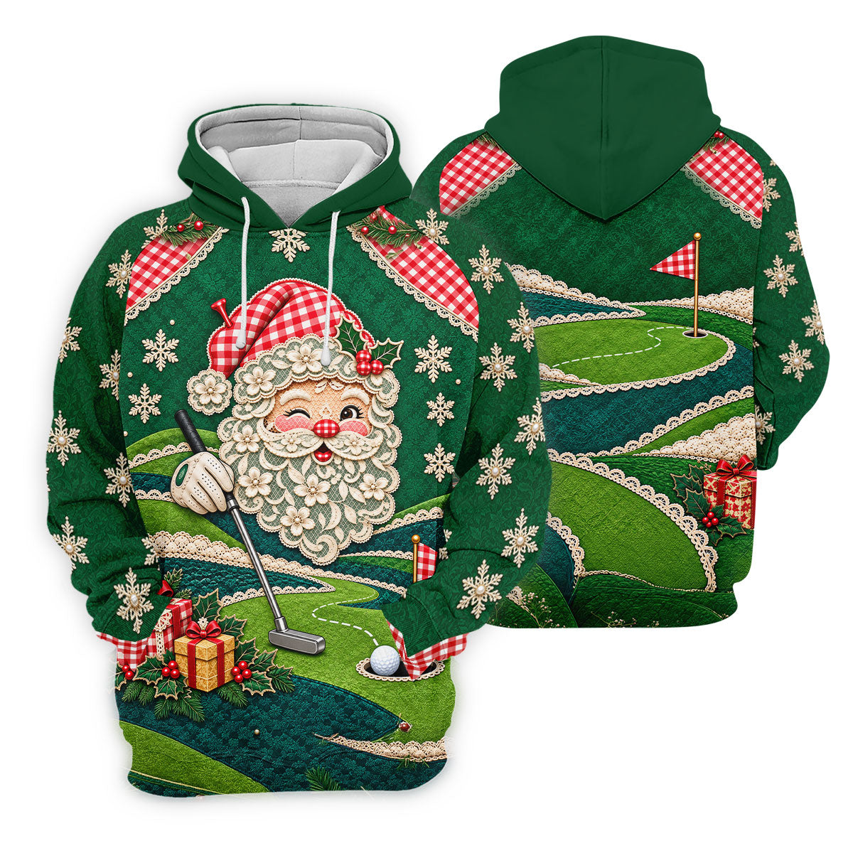 Christmas Winking Santa Polo Shirt, Christmas Golf Shirts, Golf Apparel For Women