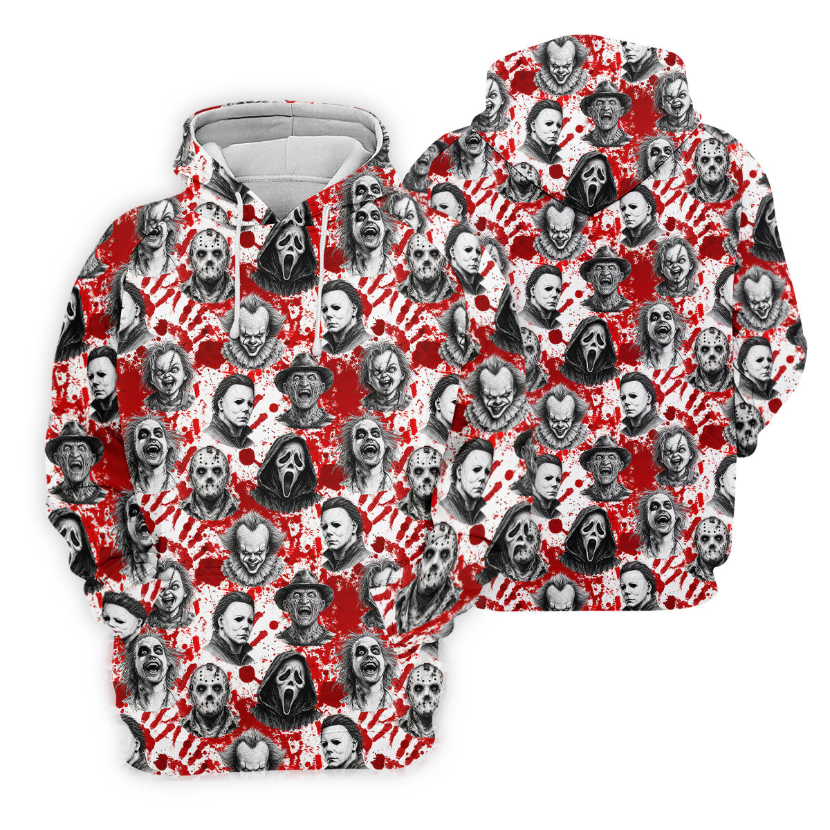 Halloween Horror Character Blood Splatter Polo Shirt, Mens Golf Polo, Golf Apparel For Men