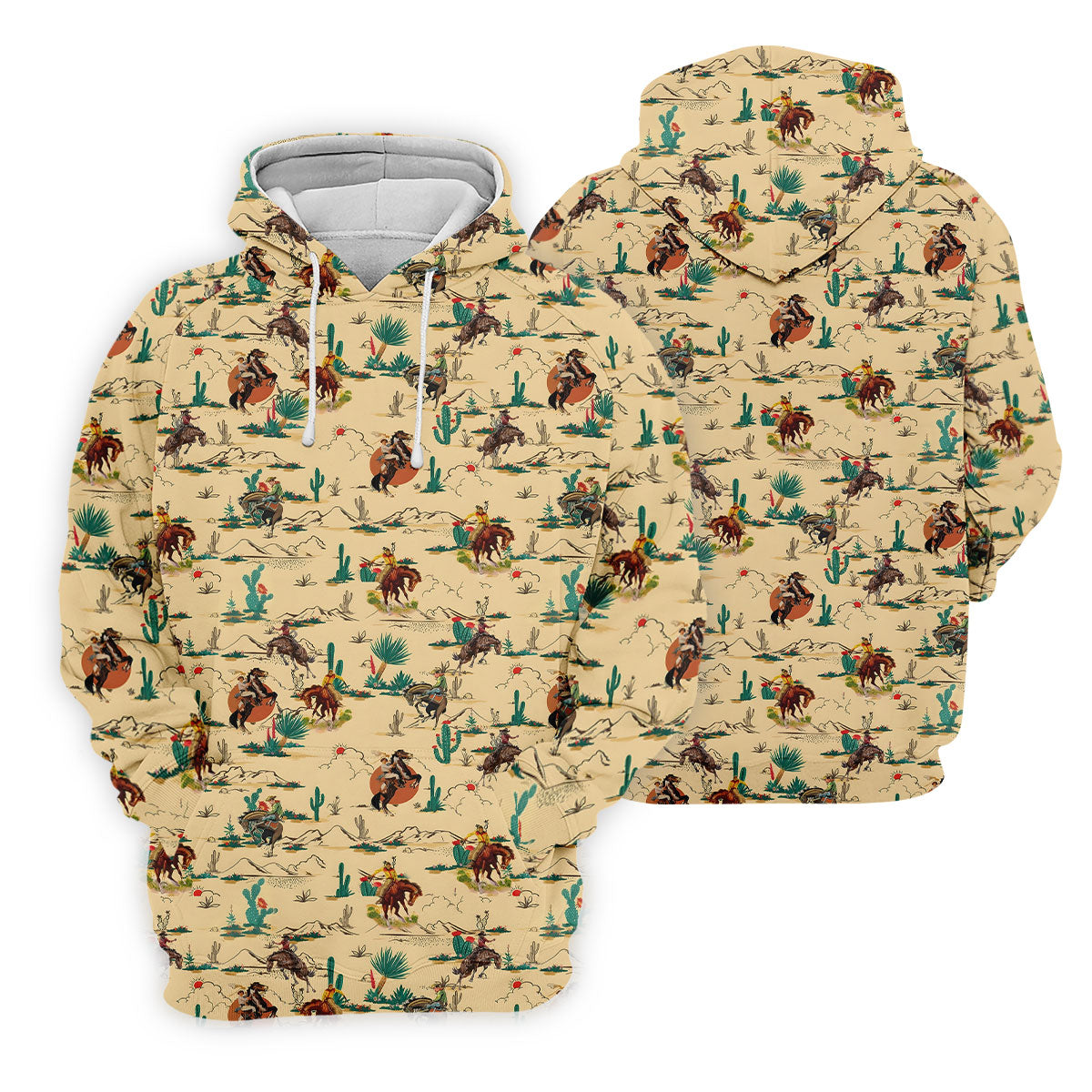 Vintage Cowboy Rodeo Desert Pattern Hawaiian Golf Shirt, Mens Golf Polo, Printed Golf Shirts