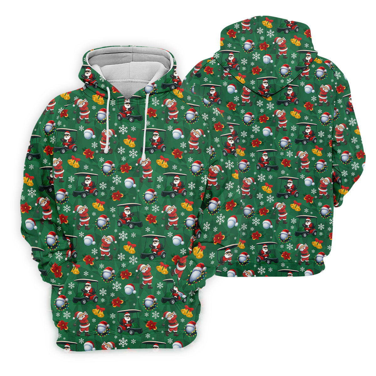 Santa Christmas Green Golf Polo, Fun Men's Golf Polos, Christmas Golf Shirt, Golf Shirts For Men