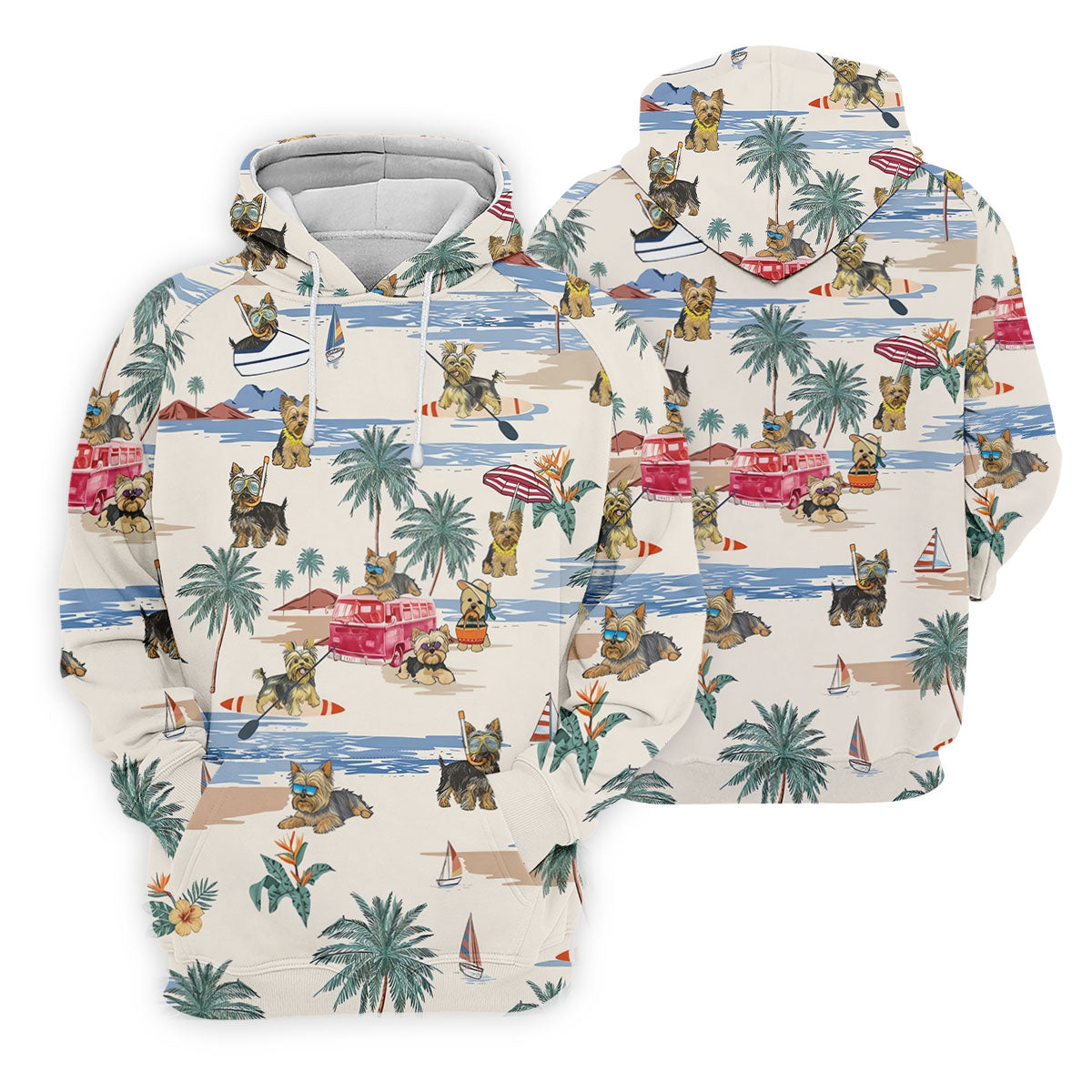 Cute Yorkshire Terrier Beach Vacation Golf Polo Shirt, Hawaiian Golf Shirt, Golf Shirts For Men