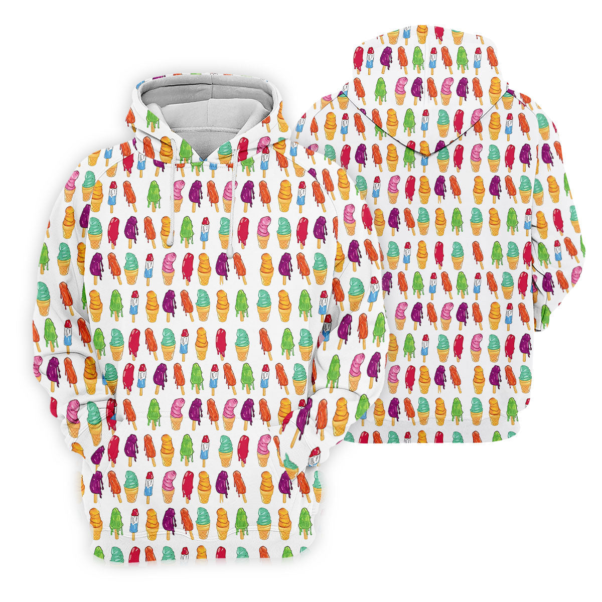 Colorful Ice Cream Pattern Golf Polo Shirt, Golf Tops For Women, Ladies Golf Top