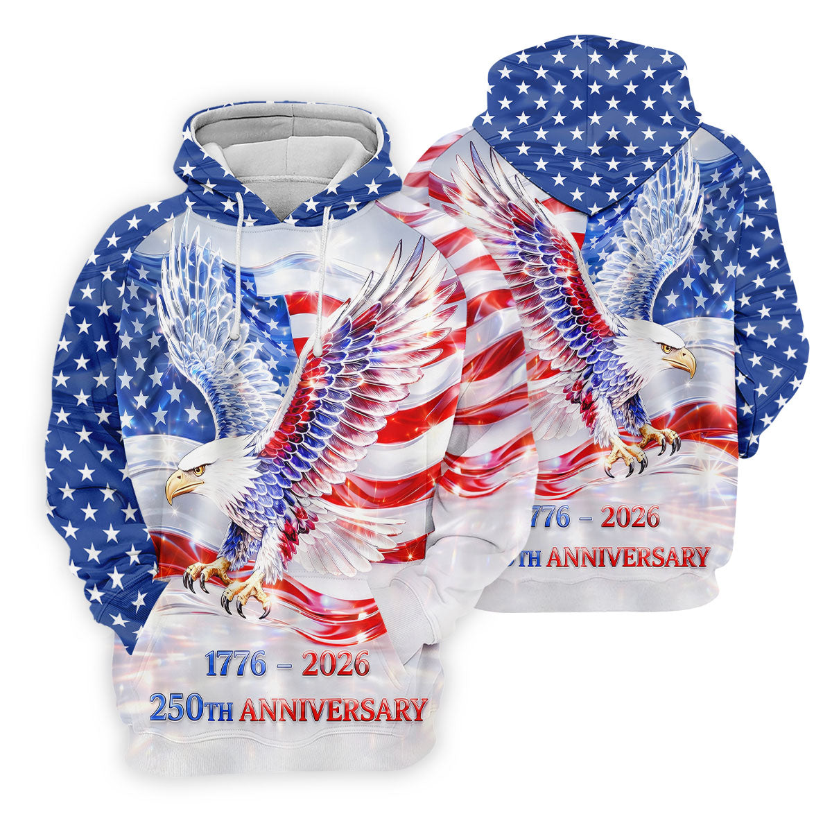 Bold Eagle American Flag Golf Shirt, Patriotic 4th Of July 250 Years Golf Shirt For Women