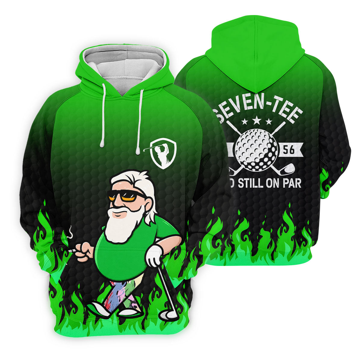 Cool Bearded Golfer Cartoon Men's Golf Shirt, Golf Polo Shirts For Men, Printed Golf Shirts