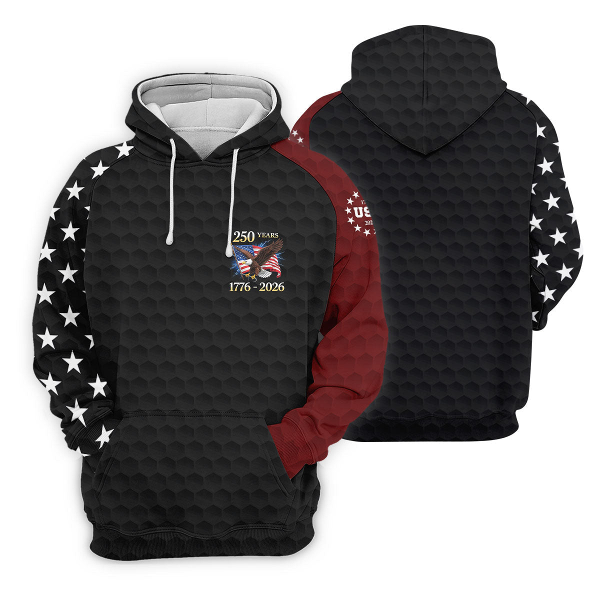 250 Years Bald Eagle US Flag Golf Shirt, Patriotic 4th Of July Golf Ball Pattern Golf Shirt For Women