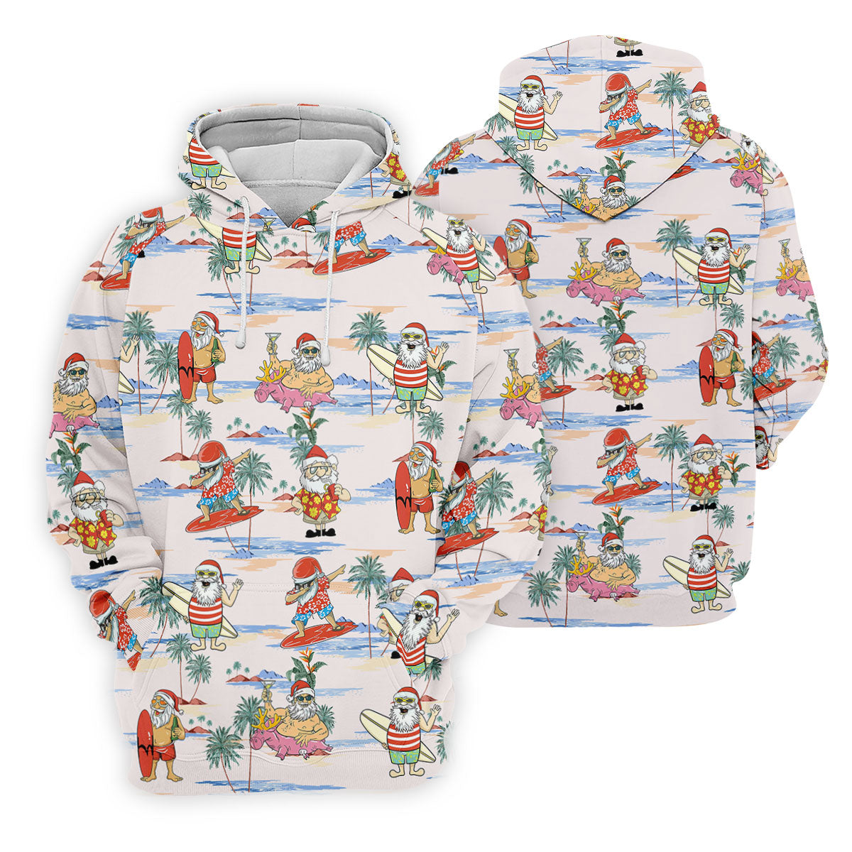 Funny Tropical Santa Christmas Golf Shirt, Women's Golf Tops, Hawaiian Golf Shirt, Printed Golf Shirt